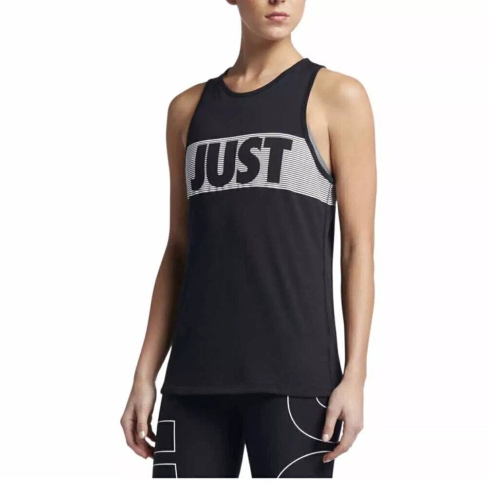 NIKE Women's Just Do It Tank Top Size XS Black White Spellout